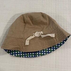 Mud Pie Brown Bucket Hat with Checkered Lining - Infant